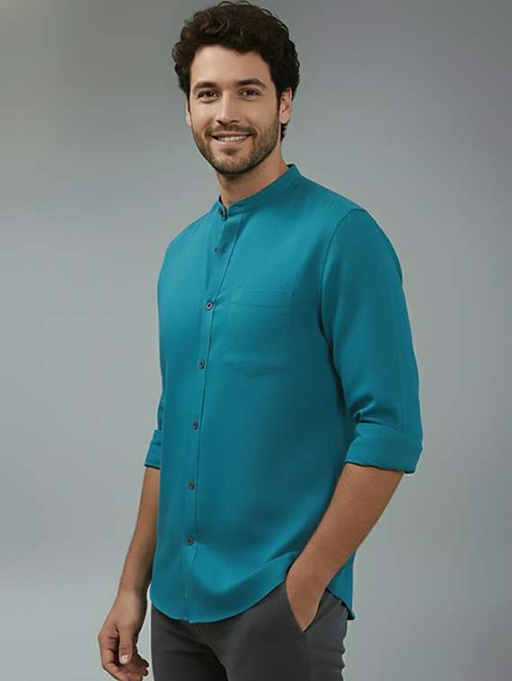 men solid long sleeve regular fit casual shirt