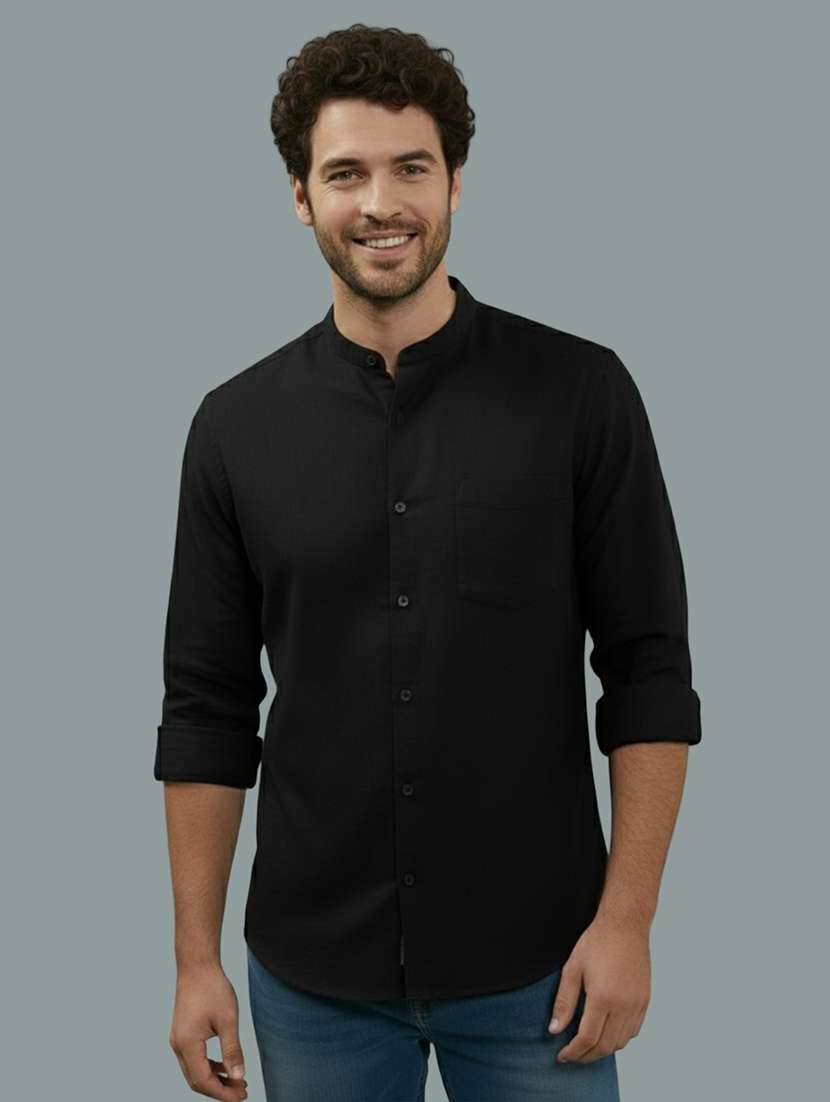 men solid long sleeve regular fit casual shirt