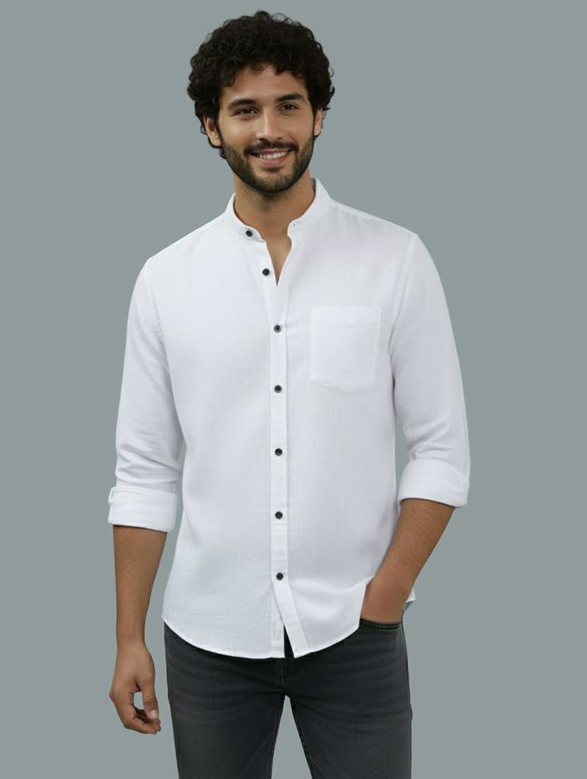 men solid long sleeve regular fit casual shirt