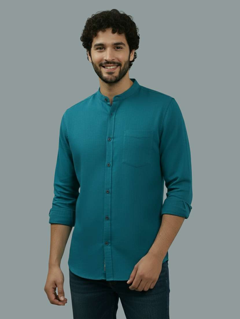 men solid long sleeve regular fit casual shirt