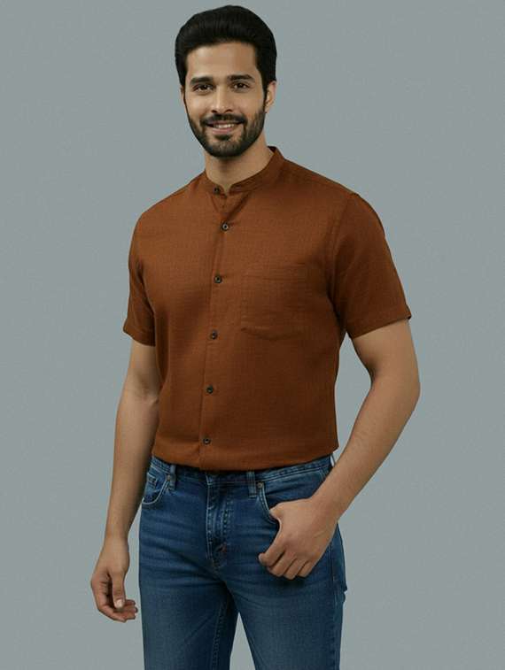 men solid short sleeve regular fit casual shirt