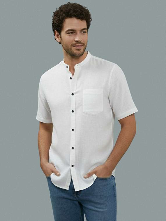 men solid short sleeve regular fit casual shirt