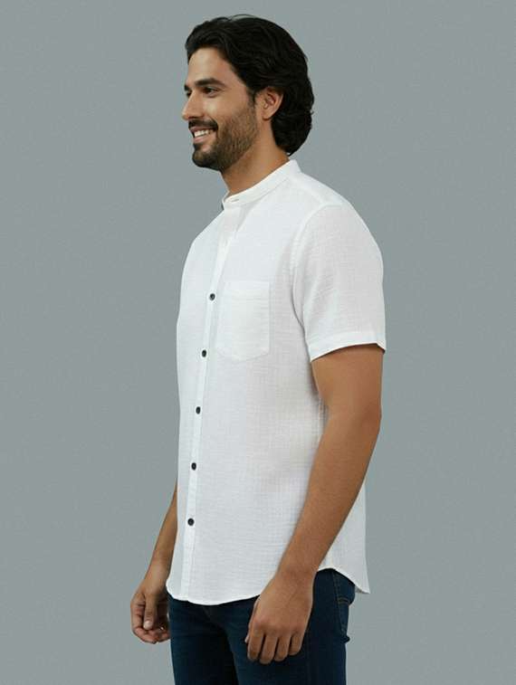 men solid short sleeve regular fit casual shirt - 22327164 -  Standard Image - 2