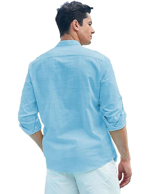 men solid mandarin neck short kurta - 22327174 -  Standard Image - 2