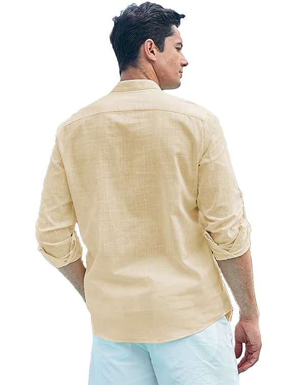 men solid mandarin neck short kurta - 22327178 -  Standard Image - 2