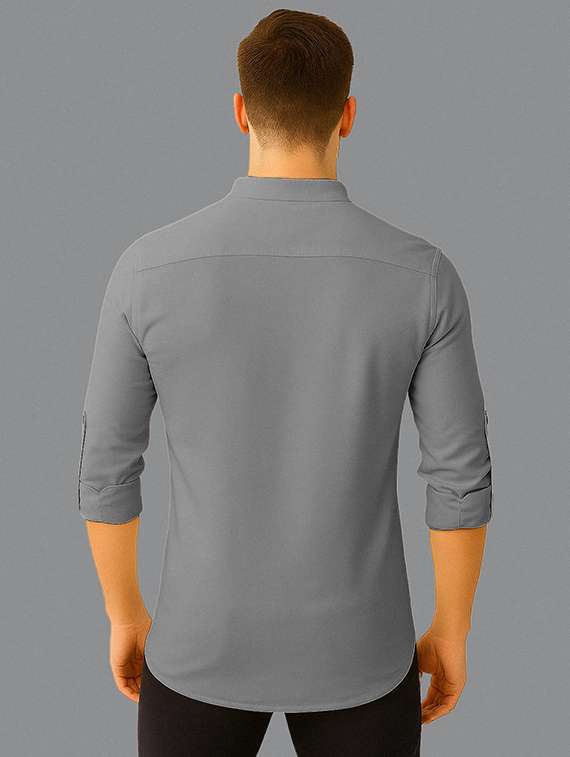 men solid long sleeve short kurta - 22327206 -  Standard Image - 2