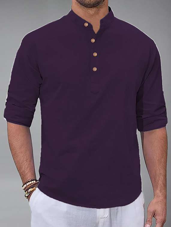 men solid mandarin neck short kurta - 22327310 -  Standard Image - 2