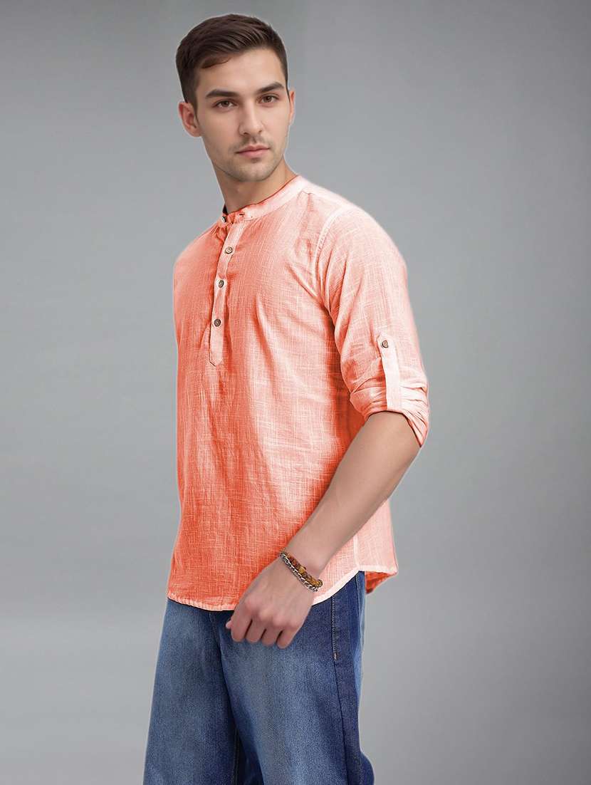 men solid mandarin neck short kurta - 22327354 -  Standard Image - 2