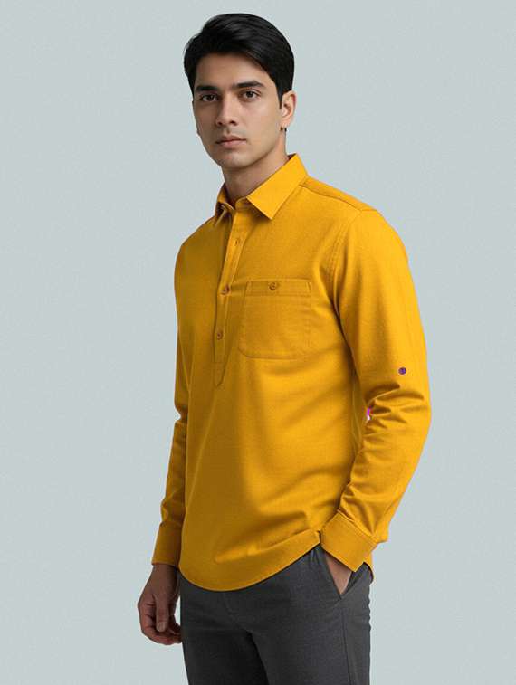men solid long sleeve short kurta - 22327407 -  Standard Image - 2