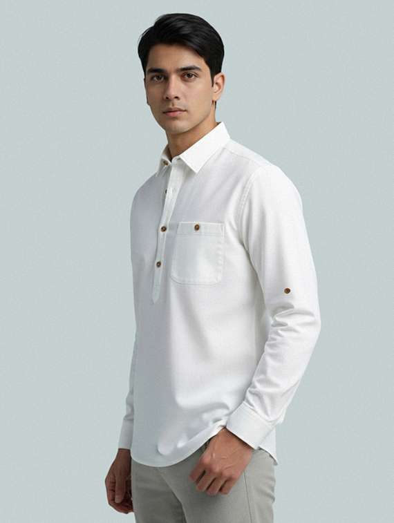 Men Solid Long Sleeve Short Kurta - 22327408 -  Standard Image - 2