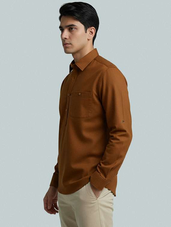 men solid long sleeve short kurta - 22327416 -  Standard Image - 2