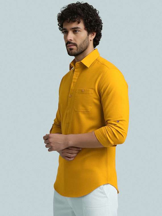 men solid long sleeve short kurta - 22327419 -  Standard Image - 2