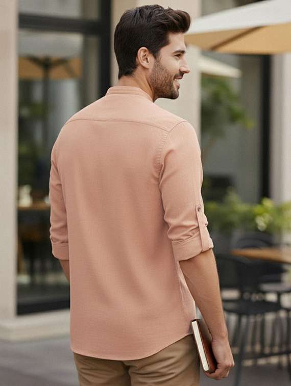 men solid mandarin neck short kurta - 22327495 -  Standard Image - 2