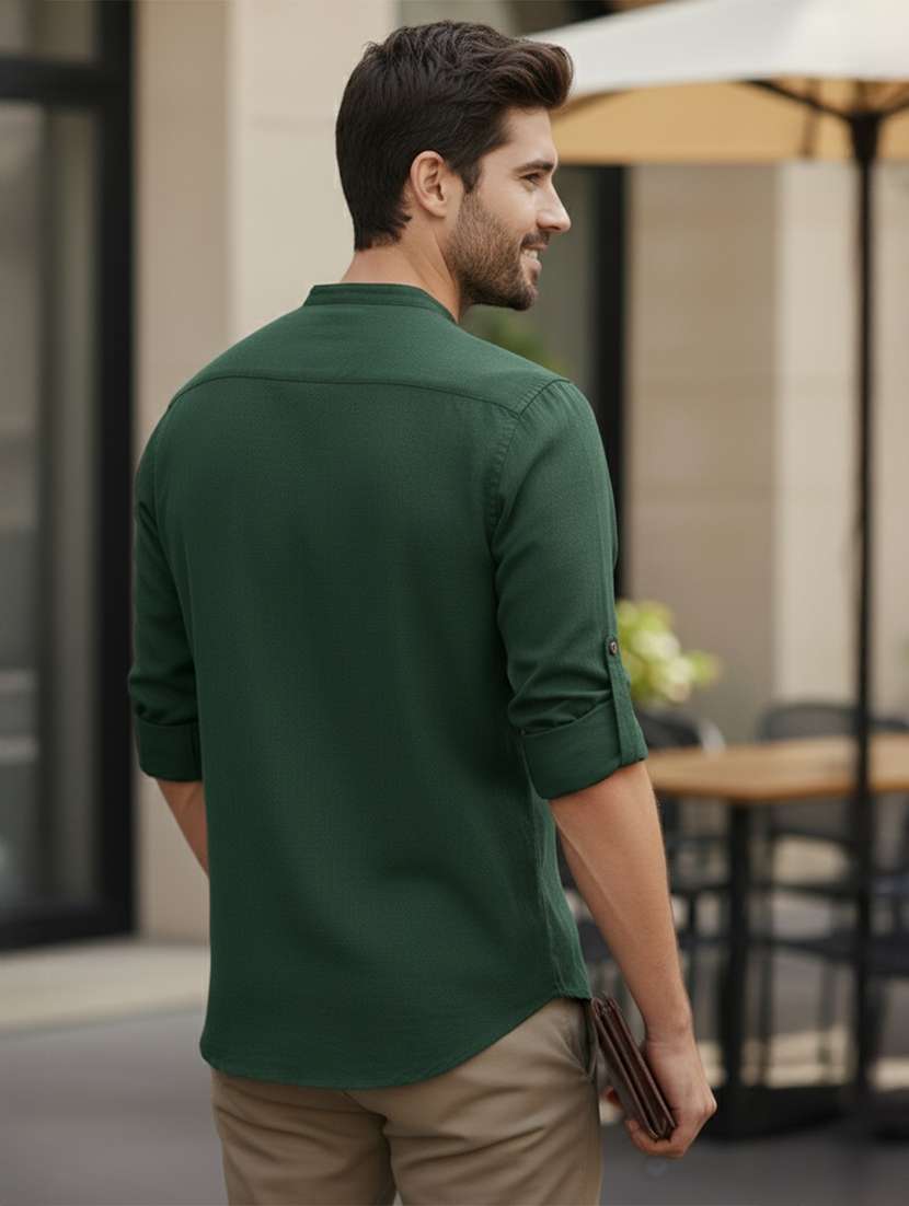 men solid mandarin neck short kurta - 22327502 -  Standard Image - 2