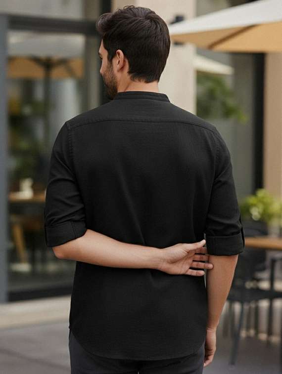 men solid mandarin neck short kurta - 22327504 -  Standard Image - 2