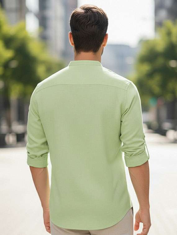 men solid mandarin neck short kurta - 22327514 -  Standard Image - 2