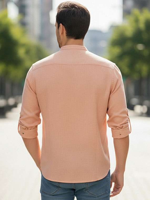 men solid mandarin neck short kurta - 22327515 -  Standard Image - 2