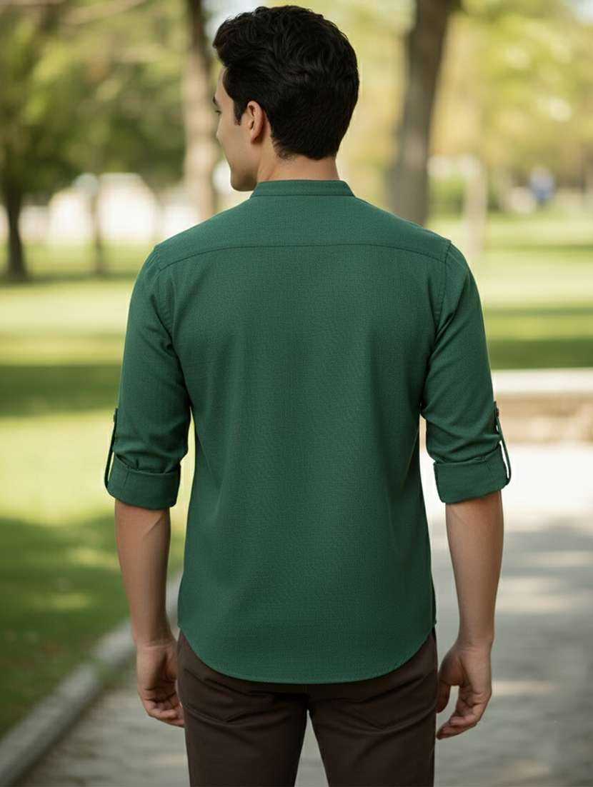 men solid mandarin neck short kurta - 22327542 -  Standard Image - 2