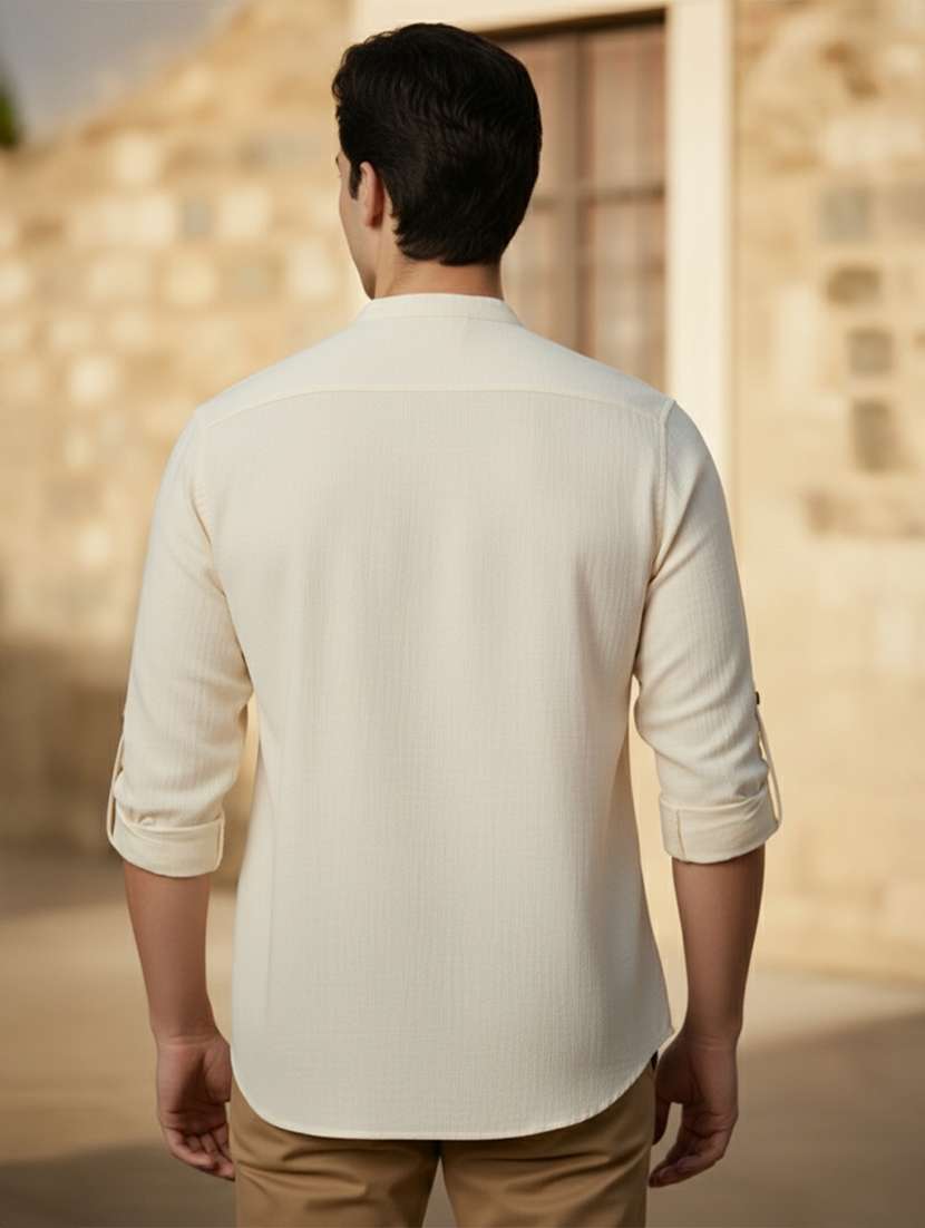 men solid mandarin neck short kurta - 22327545 -  Standard Image - 2