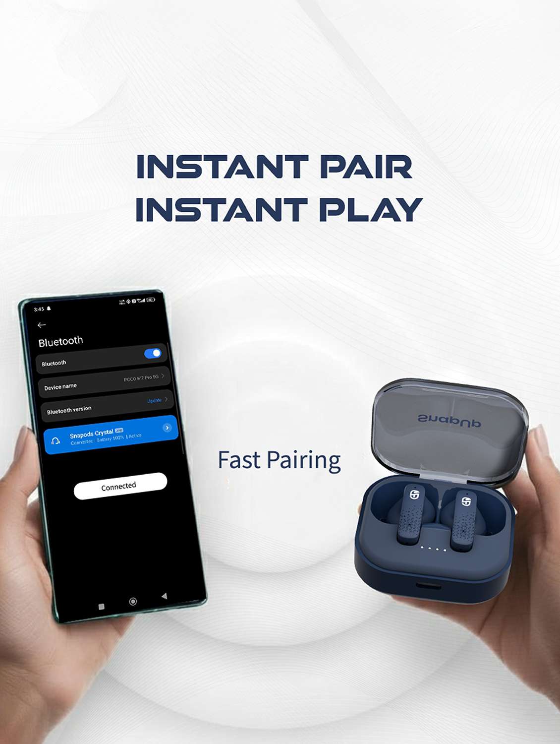 snapup snapods crystal in ear true wireless earbuds - psych blue - 22327557 -  Standard Image - 7