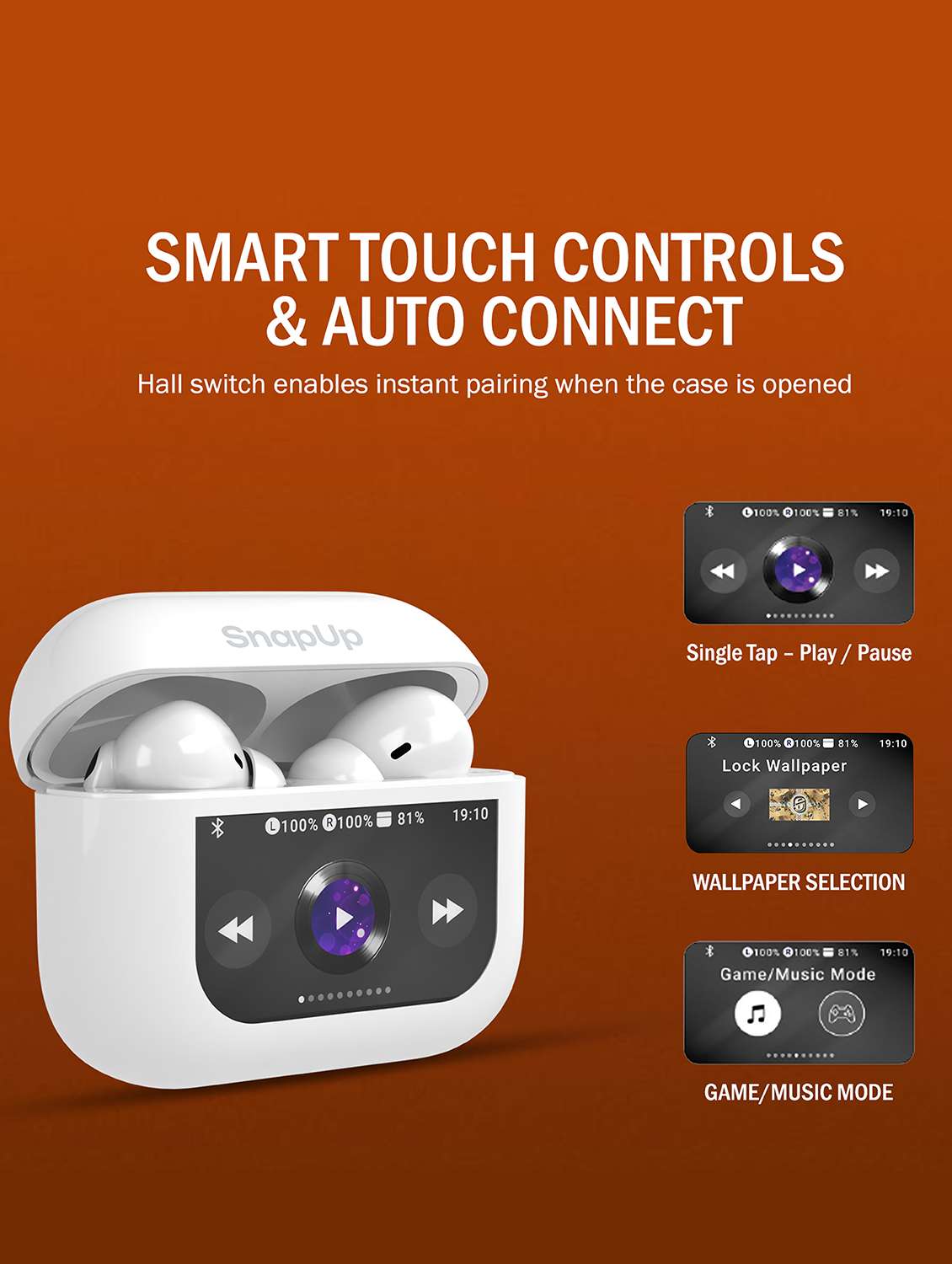 snapup snapods view in ear true wireless earbuds - glaze white - 22327558 -  Standard Image - 7