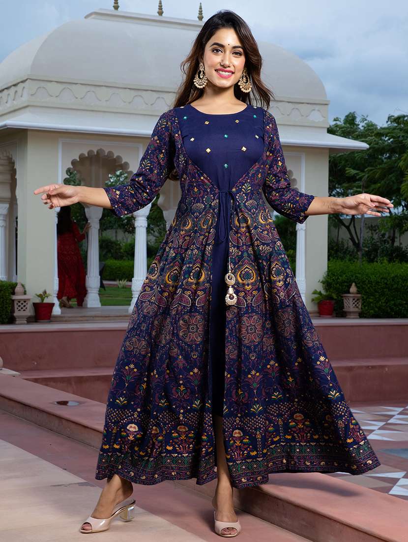 women printed three quarter sleeve kurta - 22327588 -  Standard Image - 2