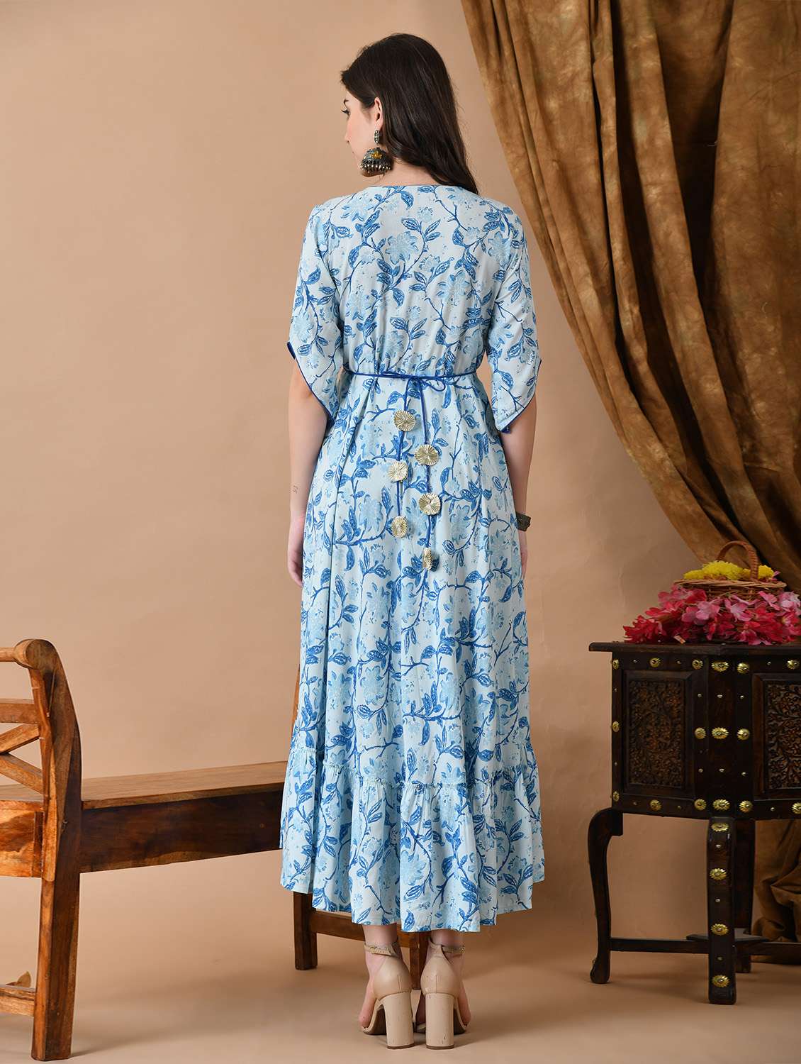 women floral printed short sleeve ethnic dress - 22327597 -  Standard Image - 2