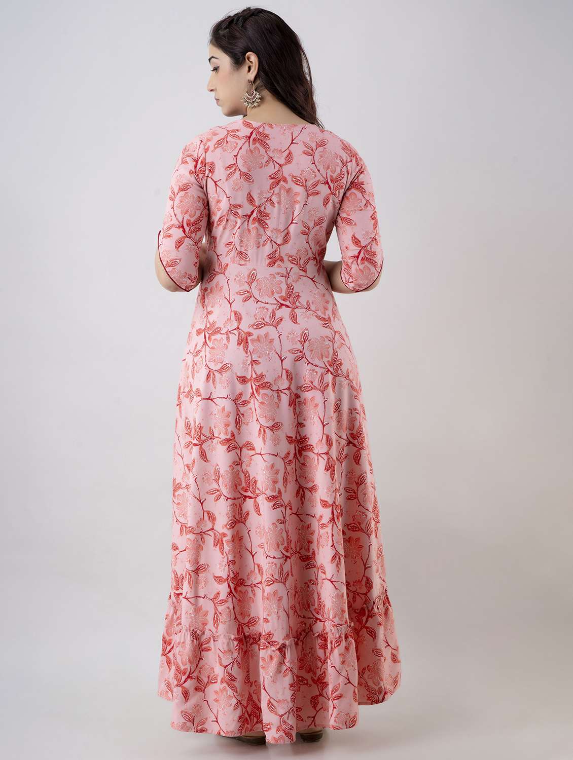 women floral printed elbow sleeve ethnic dress - 22327602 -  Standard Image - 2