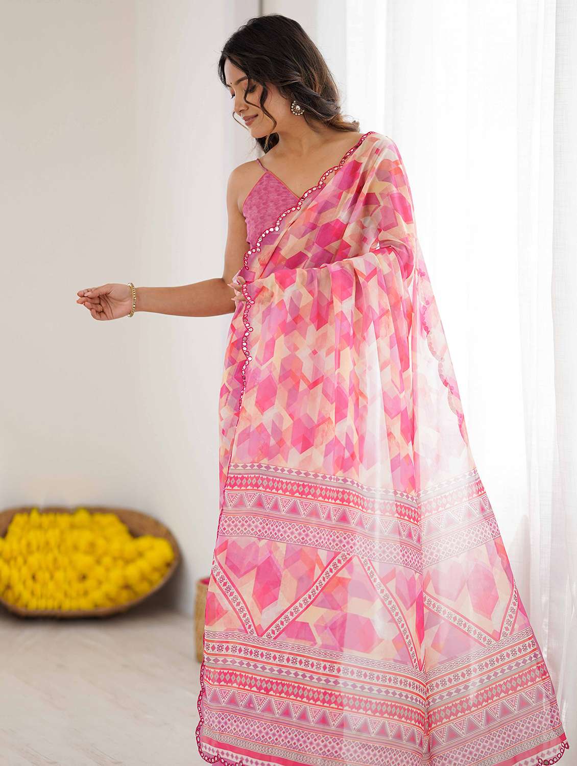 women printed casual wear saree with blouse - 22327610 -  Standard Image - 2