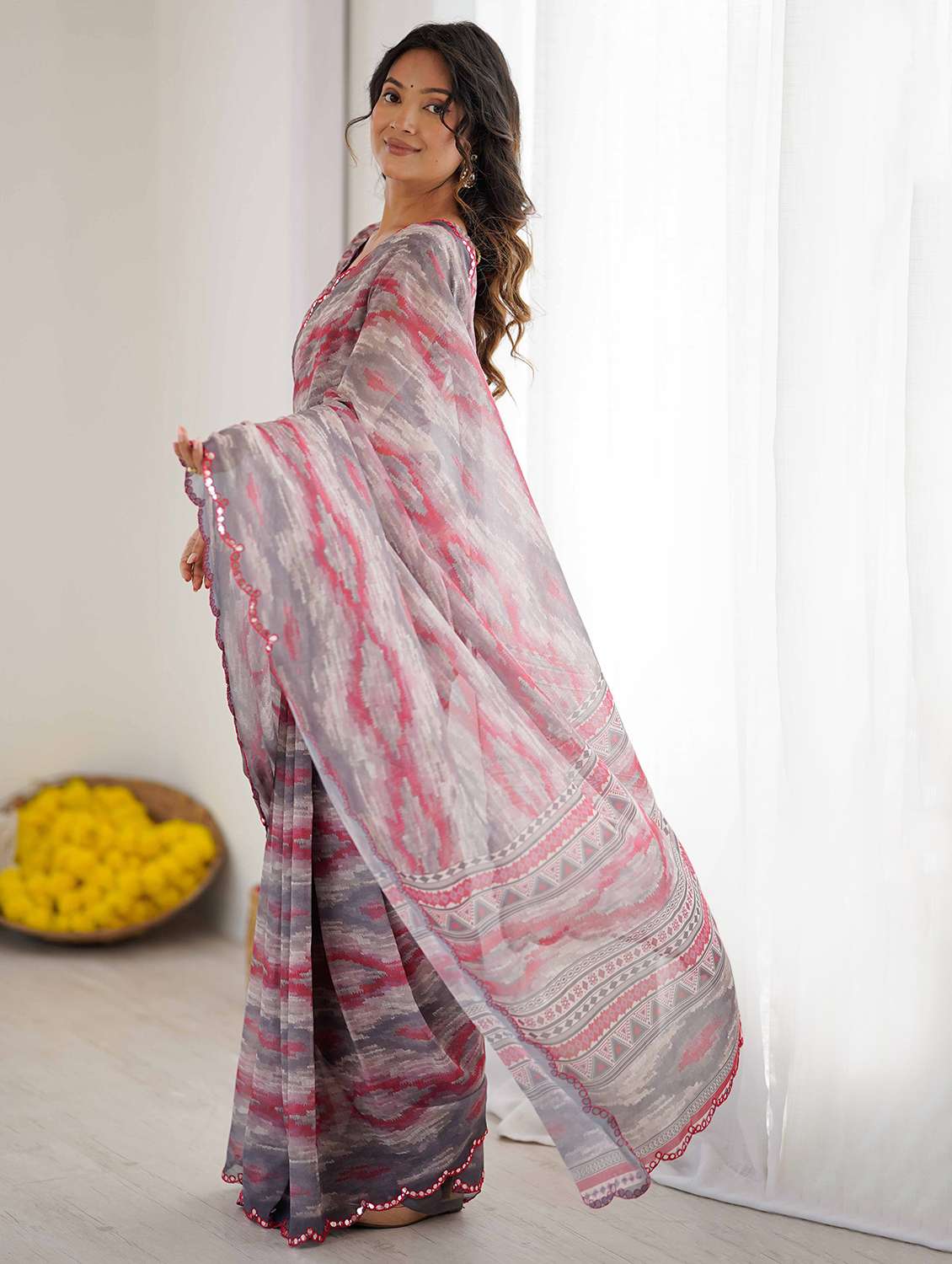 women printed casual wear saree with blouse - 22327611 -  Standard Image - 2