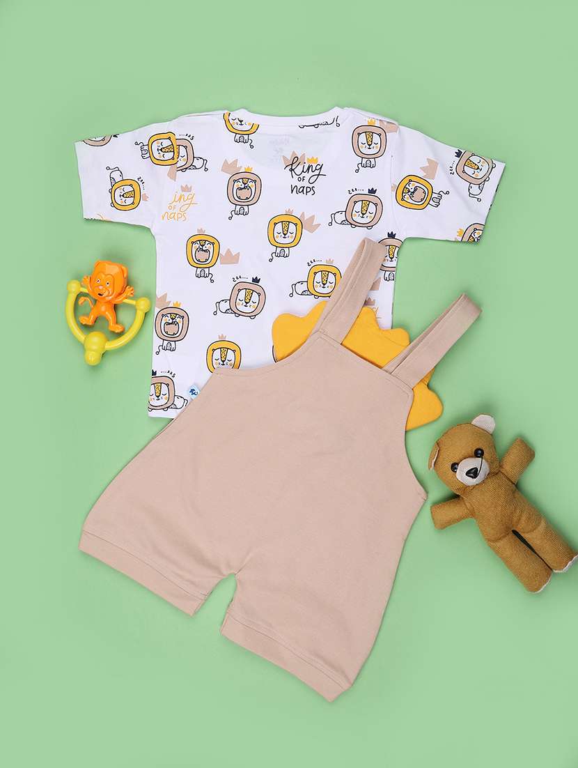 boys printed round neck t-shirt and dungaree set - 22327735 -  Standard Image - 2