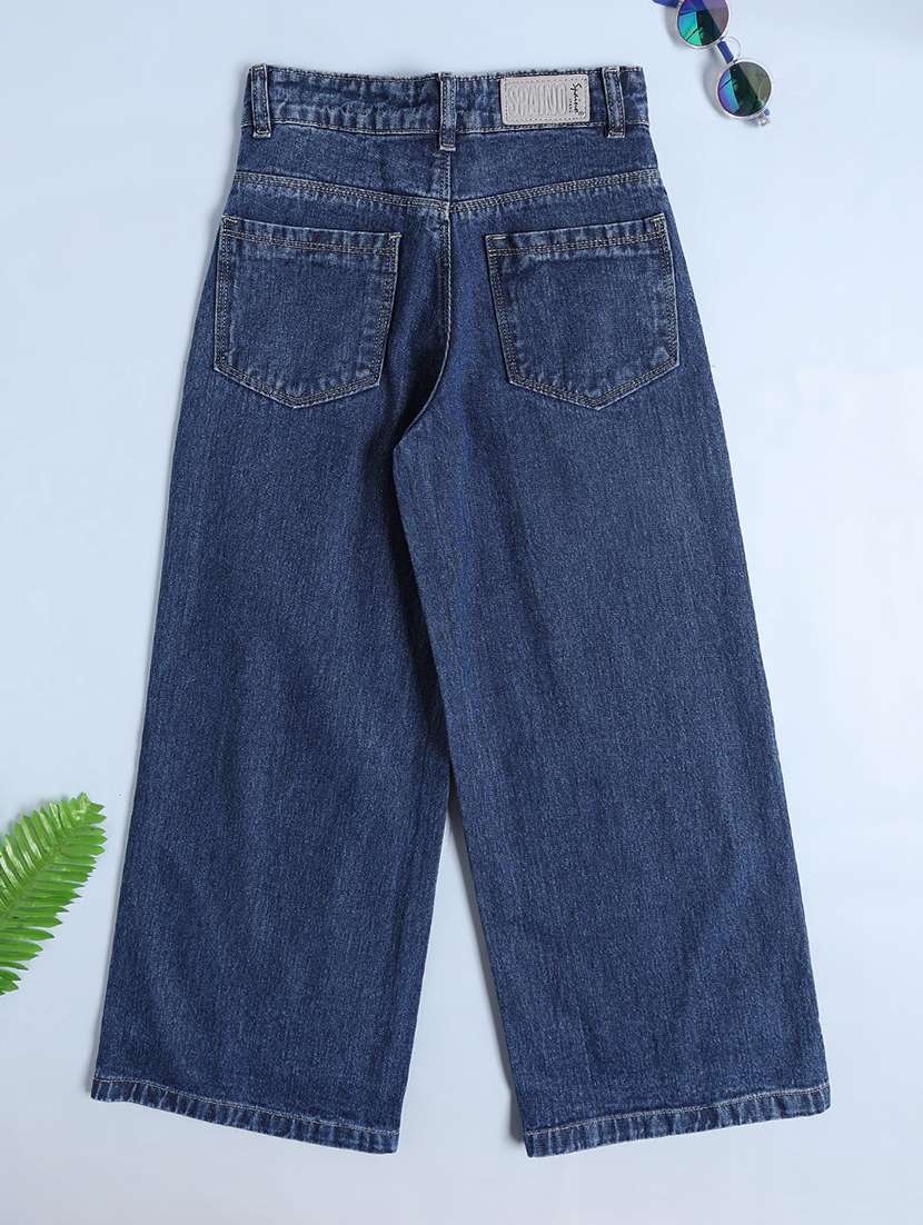 girls plain mid rise wide leg jeans - 22327832 -  Standard Image - 2