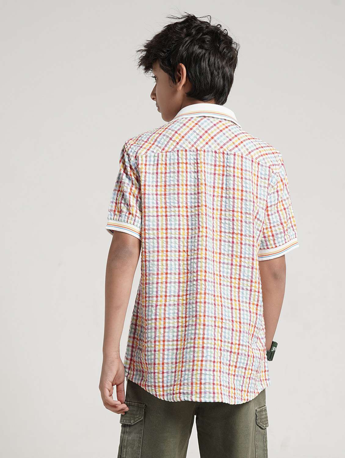 boys checkered collared short sleeve shirt - 22327847 -  Standard Image - 2