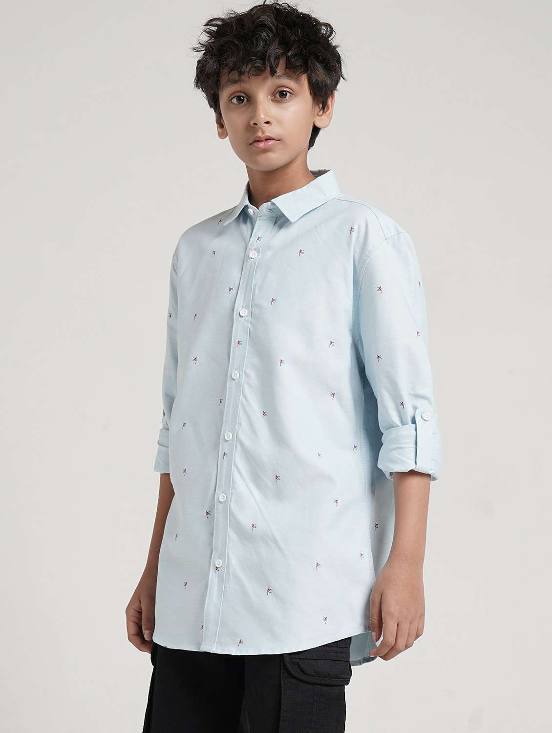 boys printed collared roll up sleeve shirt - 22327852 -  Standard Image - 2