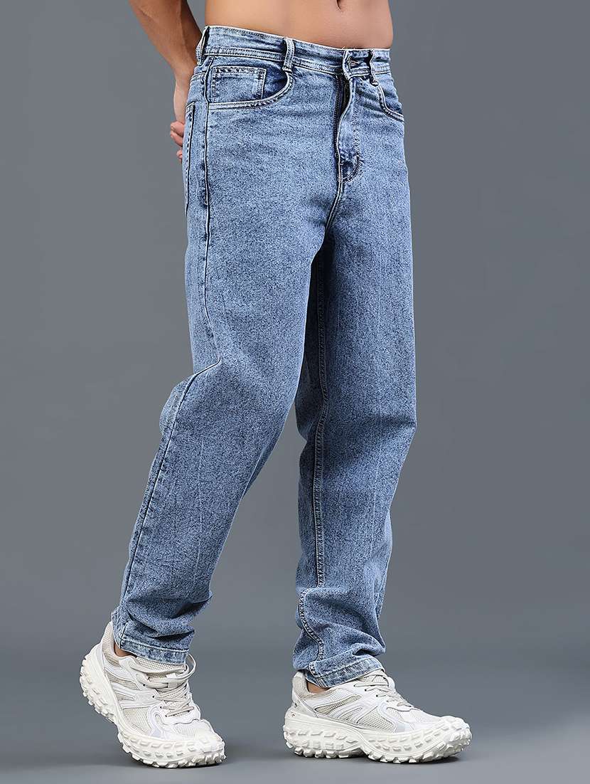 men plain mid rise full length relaxed fit jeans - 22328043 -  Standard Image - 2