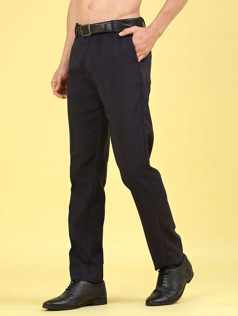 men solid mid rise flat front formal trouser - 22328073 -  Standard Image - 2