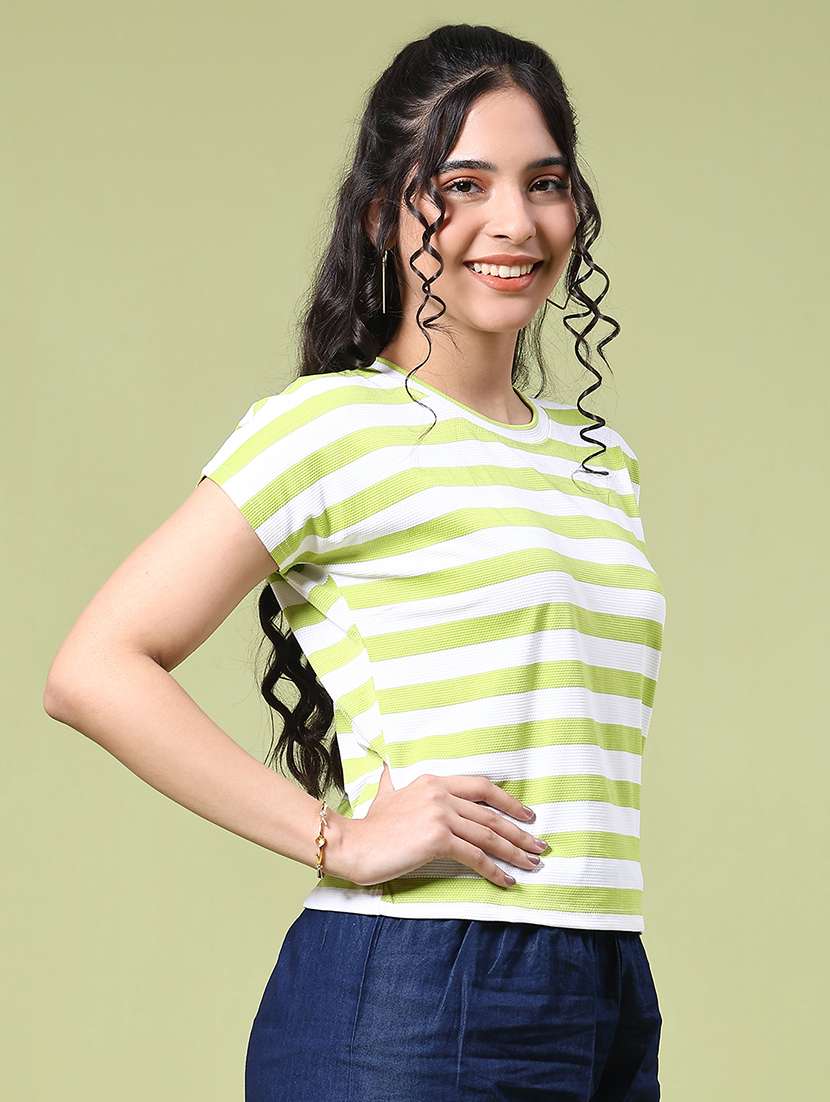 Women Striped Short Sleeve T-shirt - 22328088 -  Standard Image - 2