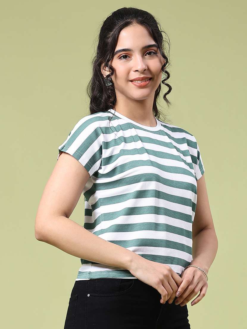 Women Striped Short Sleeve T-shirt - 22328090 -  Standard Image - 2