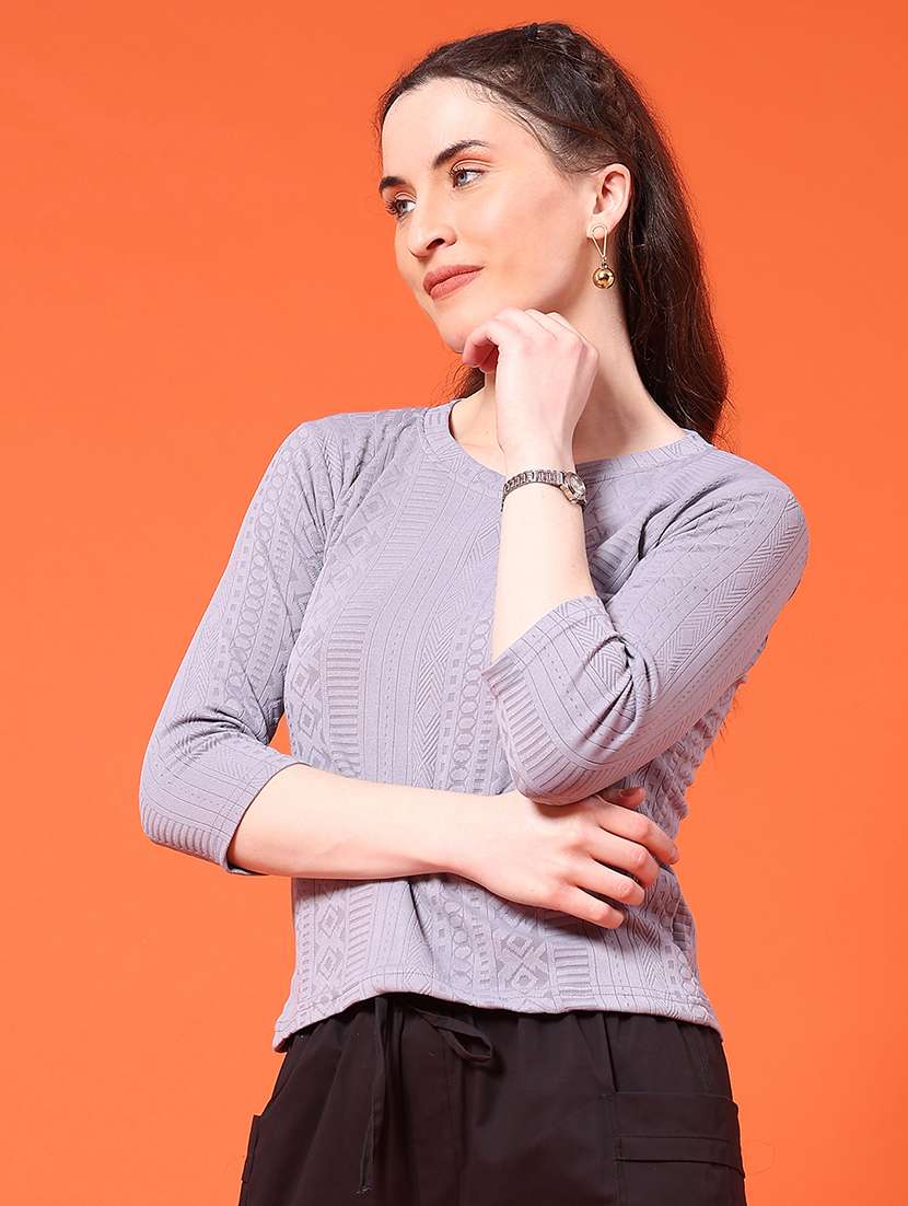 women self designed three quarter sleeve top - 22328098 -  Standard Image - 2
