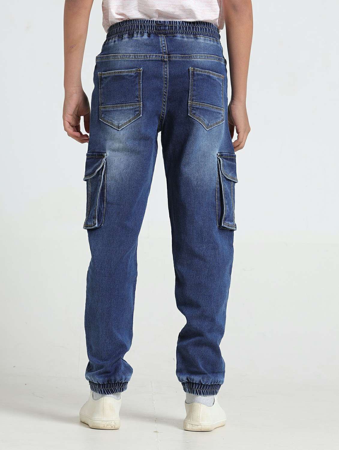 boys solid mid rise denim cargo - 22328104 -  Standard Image - 2