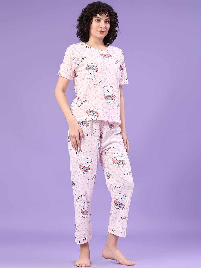 women printed short sleeve pyjama set nightwear - 22328277 -  Standard Image - 2