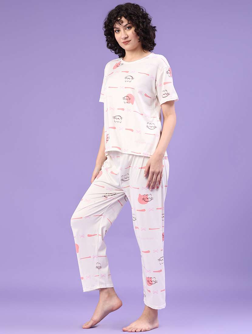 women printed short sleeve pyjama set nightwear - 22328287 -  Standard Image - 2