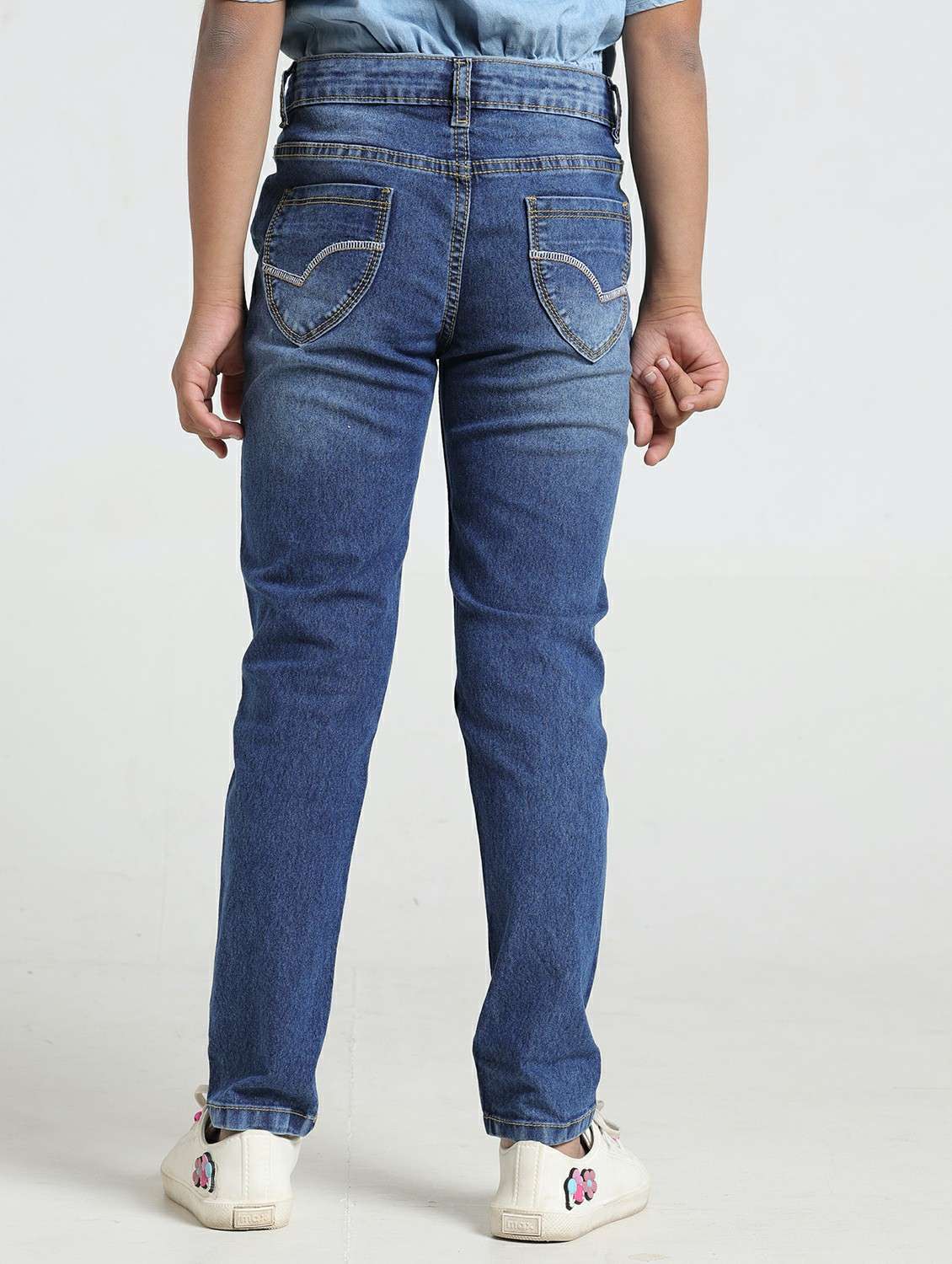 girls solid mid rise slim fit jean - 22328303 -  Standard Image - 2