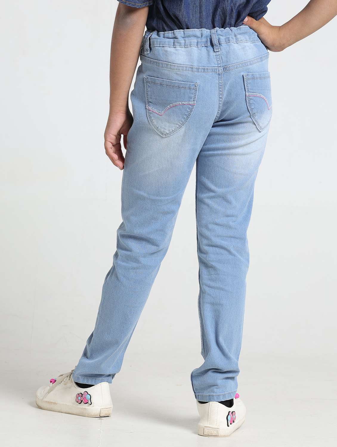 girls solid mid rise slim fit jean - 22328304 -  Standard Image - 2