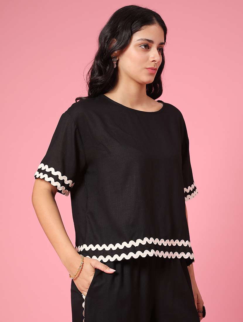 Women Solid Short Sleeve Top - 22328409 -  Standard Image - 2