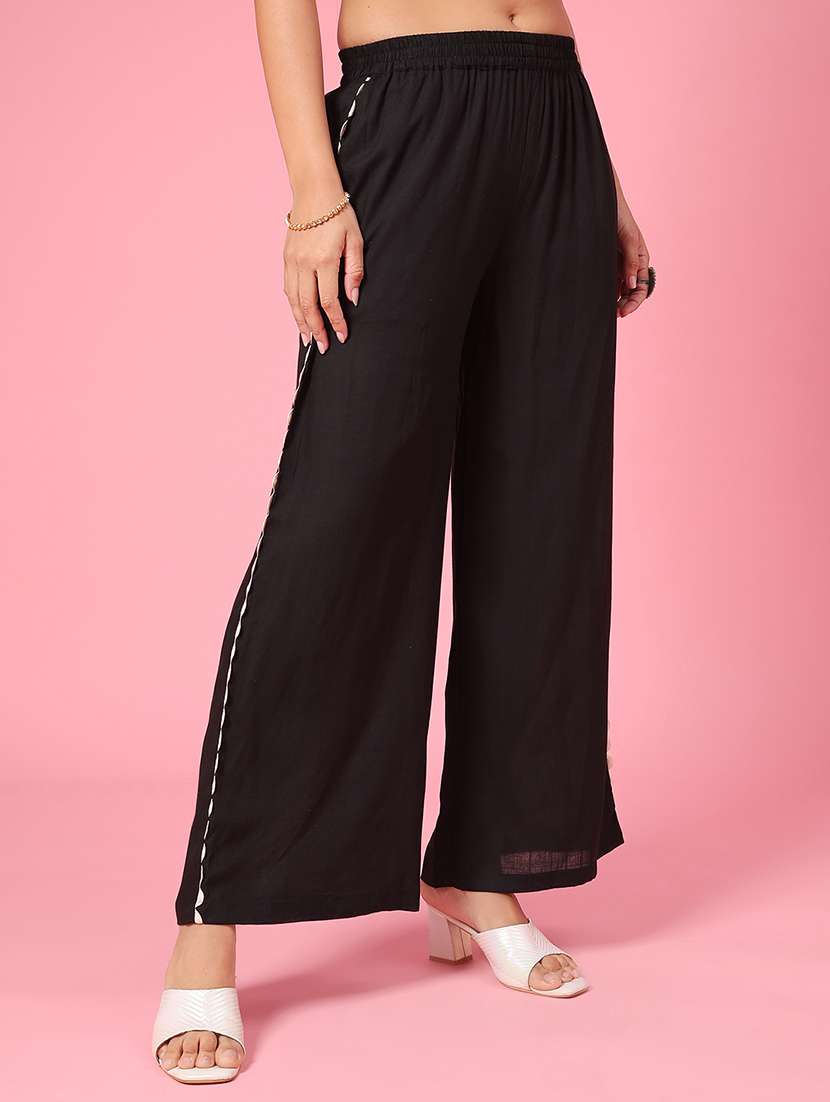 women solid mid rise palazzo
