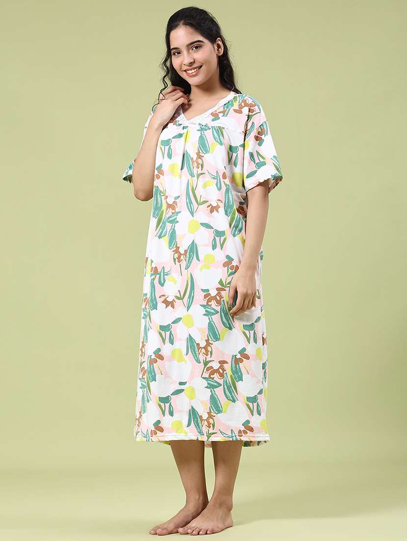 women printed short sleeve nighty - 22328413 -  Standard Image - 2