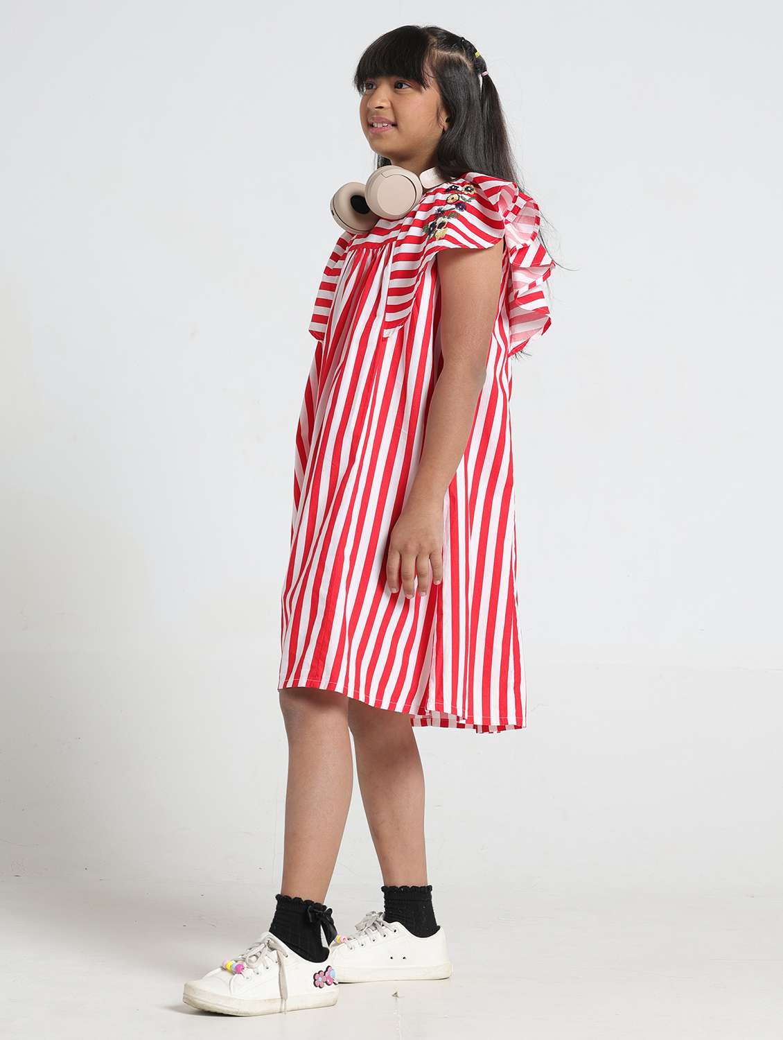 Girls Striped Short Sleeve A-line Dress - 22328485 -  Standard Image - 2