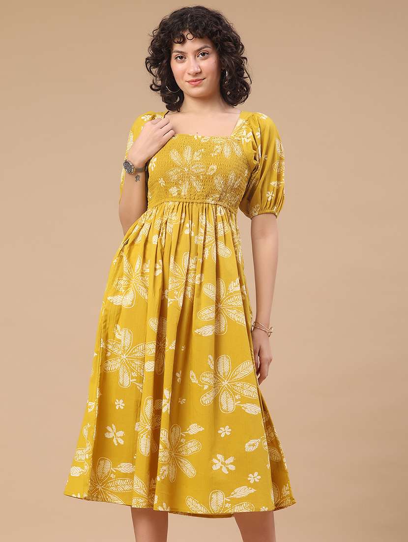 Women Printed Puff Sleeves A-line Dress - 22328512 -  Standard Image - 2