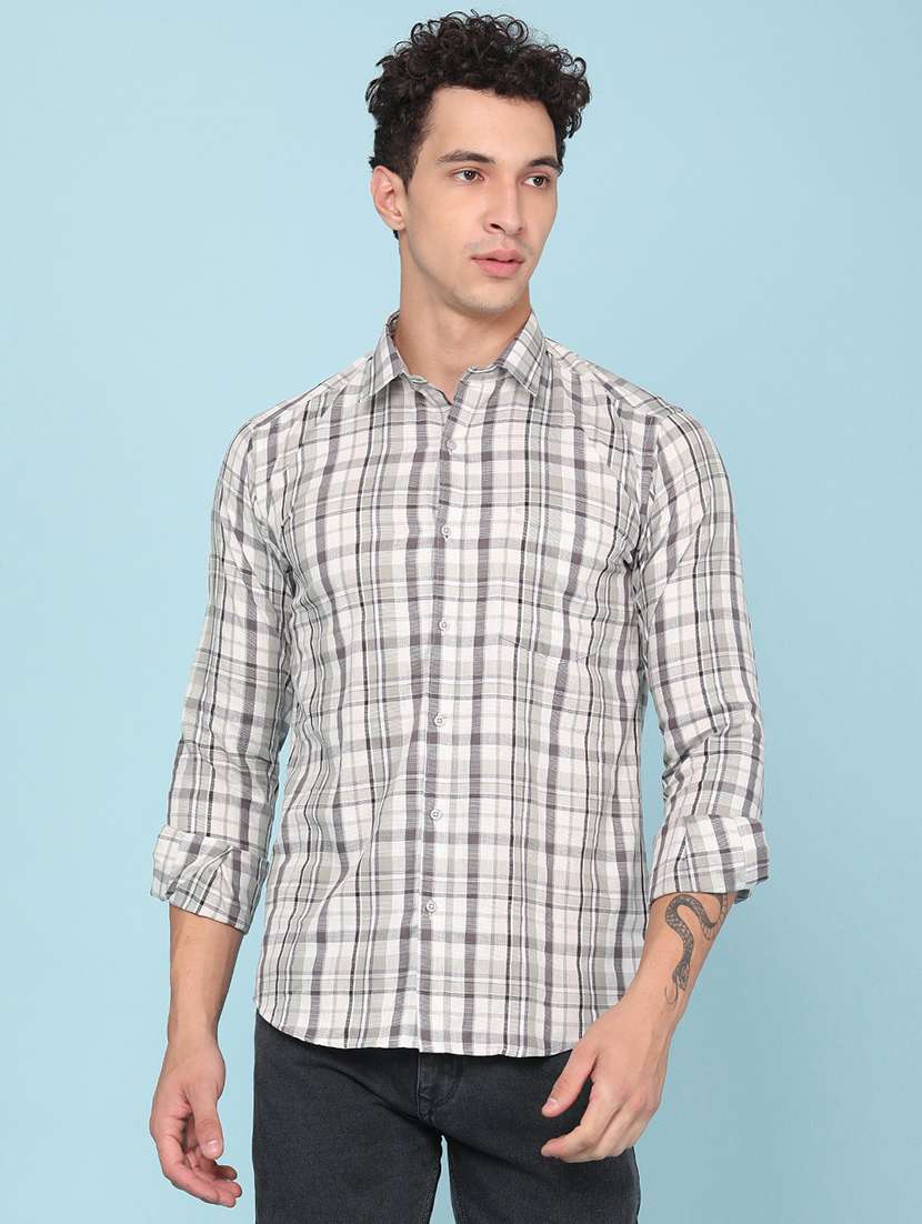 men checkered long sleeve slim fit casual shirt - 22328539 -  Standard Image - 2